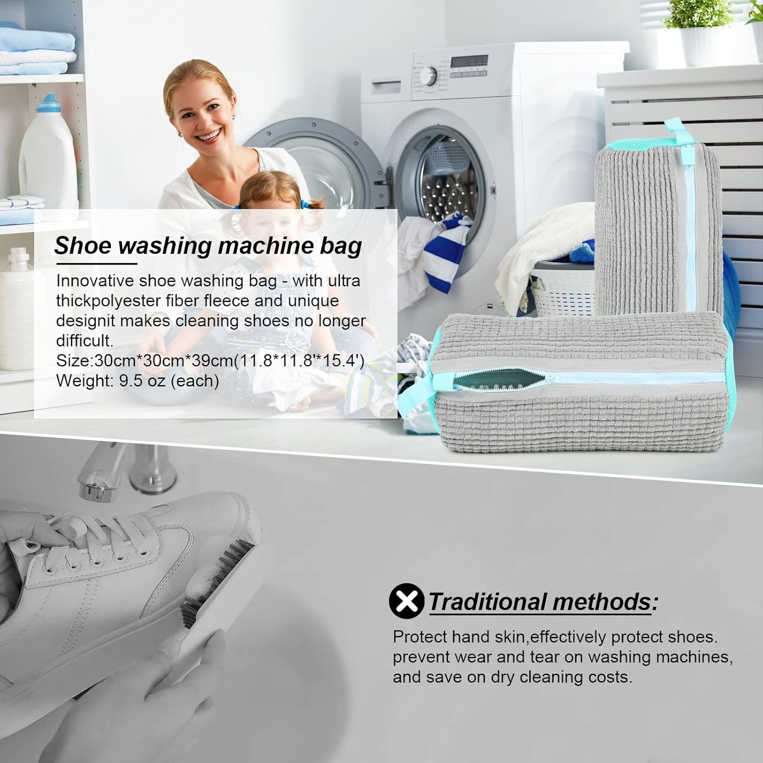 SchoonSchoen -Wasschoenbeschermer pluizige vezels machinewasbaar