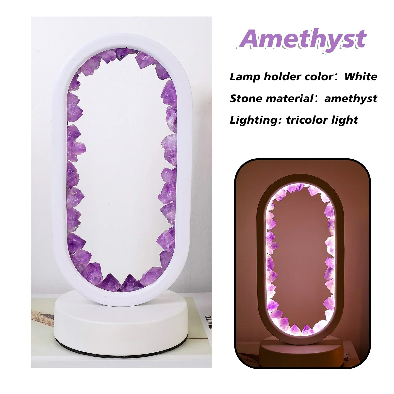 Glowzen | Natuurlijke kalmerende amethist kalmte lamp | 50% KORTING