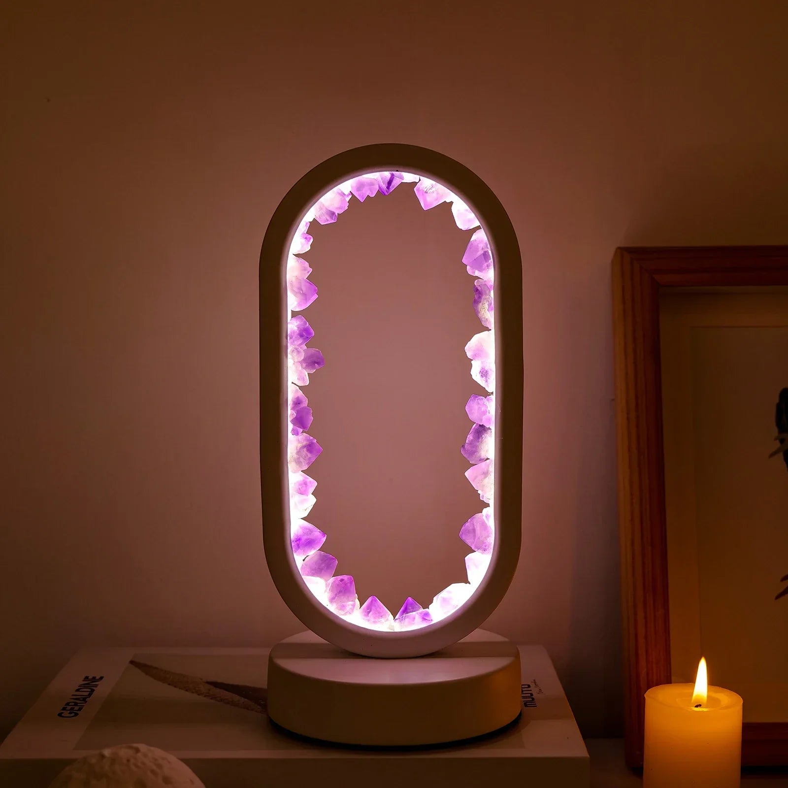 Glowzen | Natuurlijke kalmerende amethist kalmte lamp | 50% KORTING