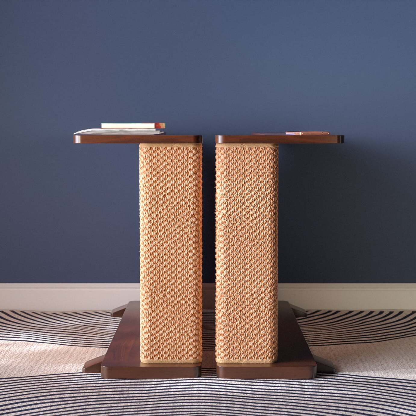 Corner End Table with Cat Scratch Panel