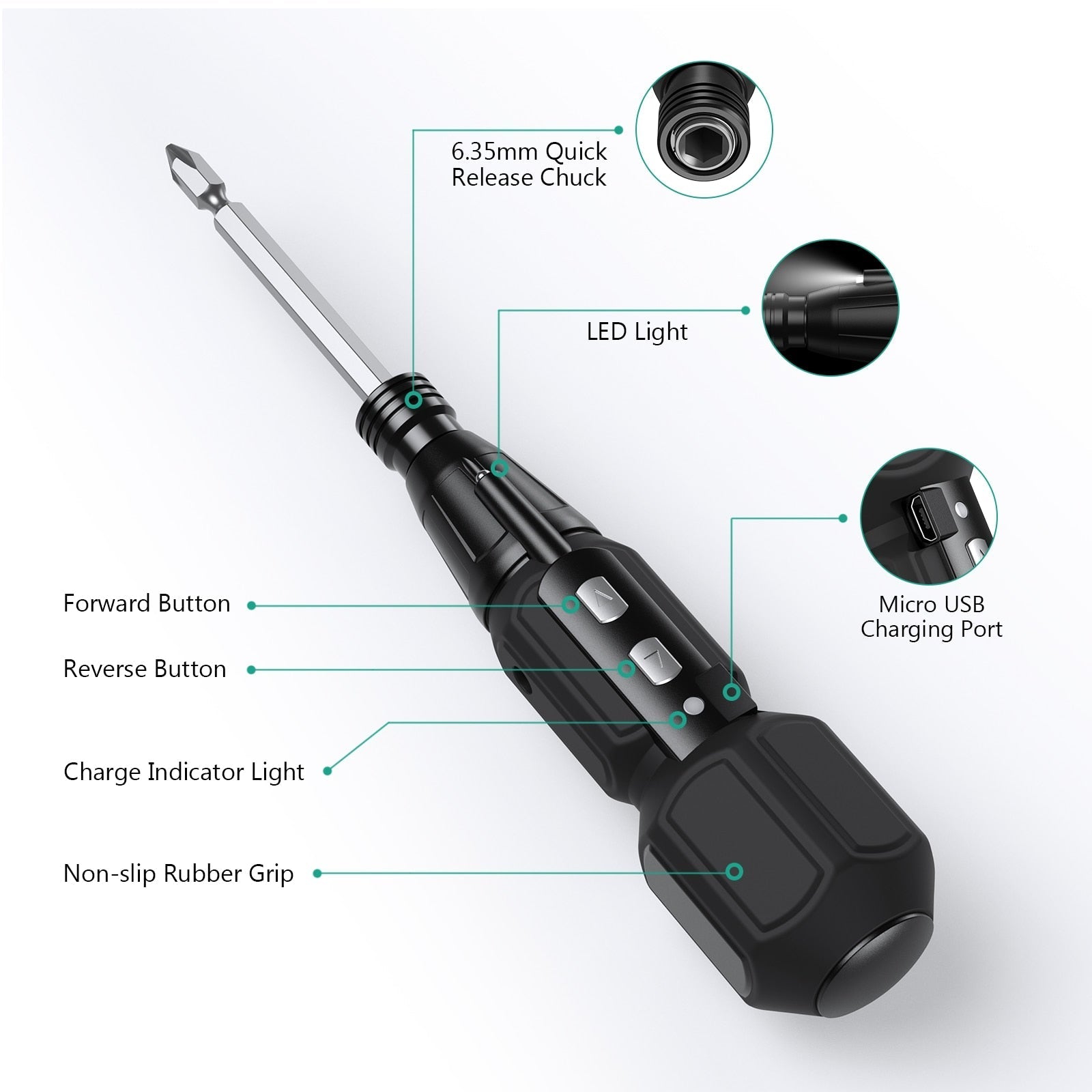 Torquix-  Oplaadbare elektrische schroevendraaierset met LED-lampje | 50% KORTING