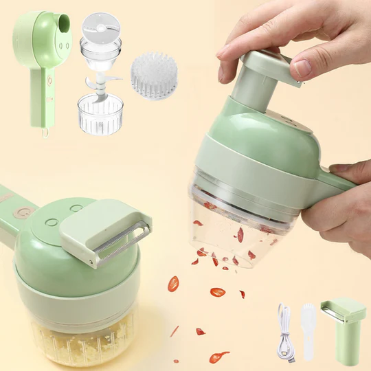 SliceX – 4 in 1 draagbare elektrische groentesnijder | 50% KORTING