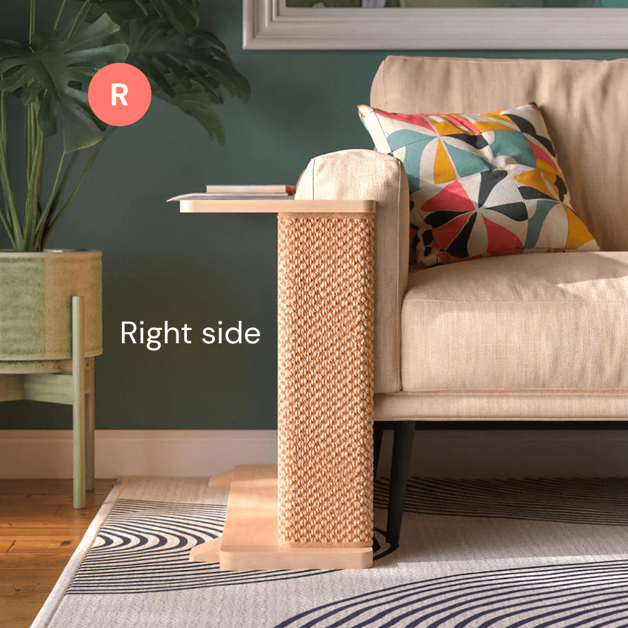 Corner End Table with Cat Scratch Panel